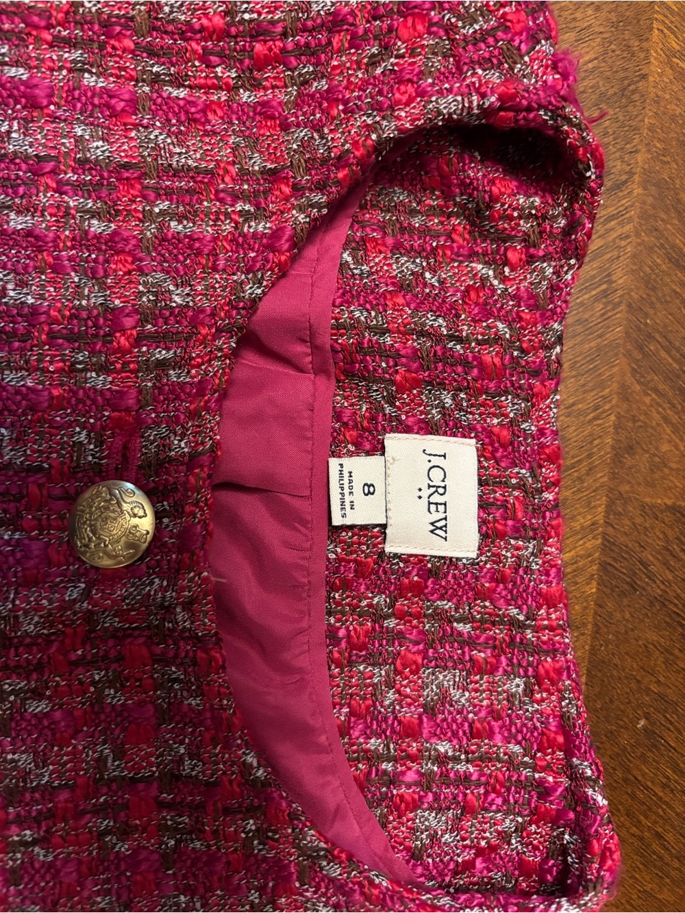 J. Crew pink tweed blazer, size 8 - Picture 3 of 3